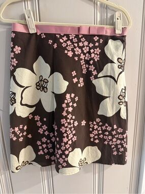 Faith Love Passion Brown Pink Cream Floral A Line Skirt (Size 3 -Fits Like 6/8)